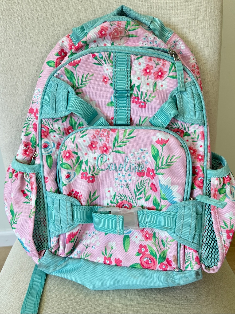 Caroline Pottery Barn Kids backpack Mackenzie monogram personalized floral